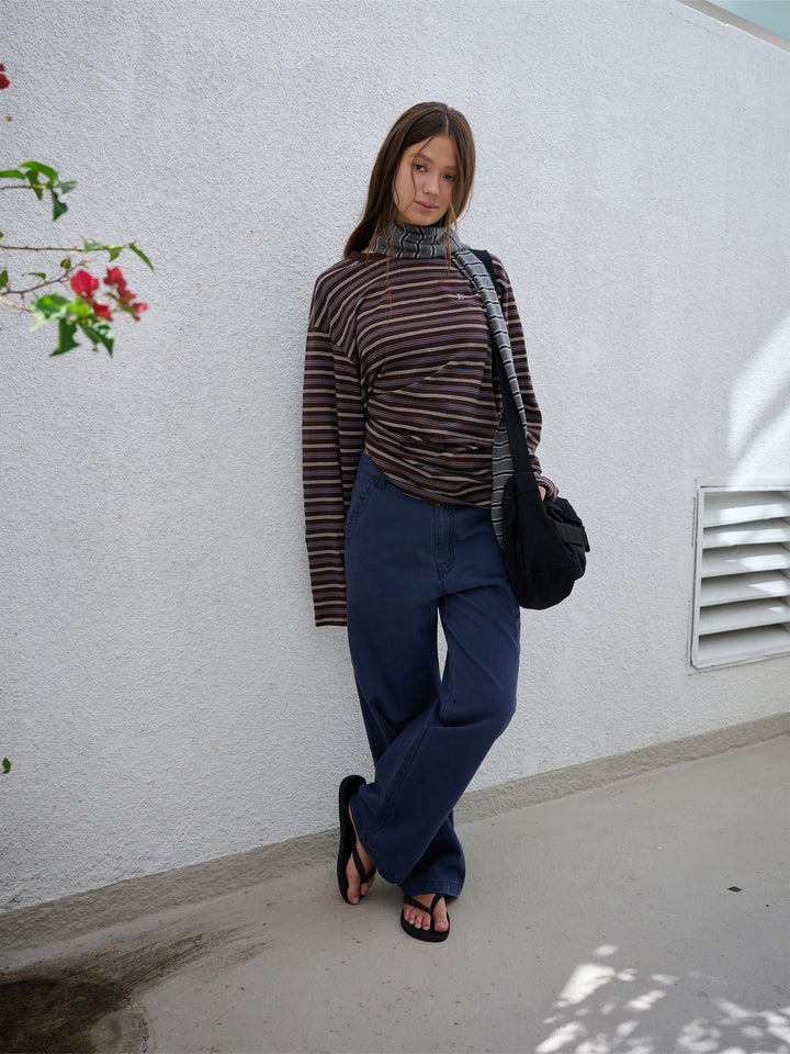 Low Classic Long Sleeve Striped T-Shirt Brown