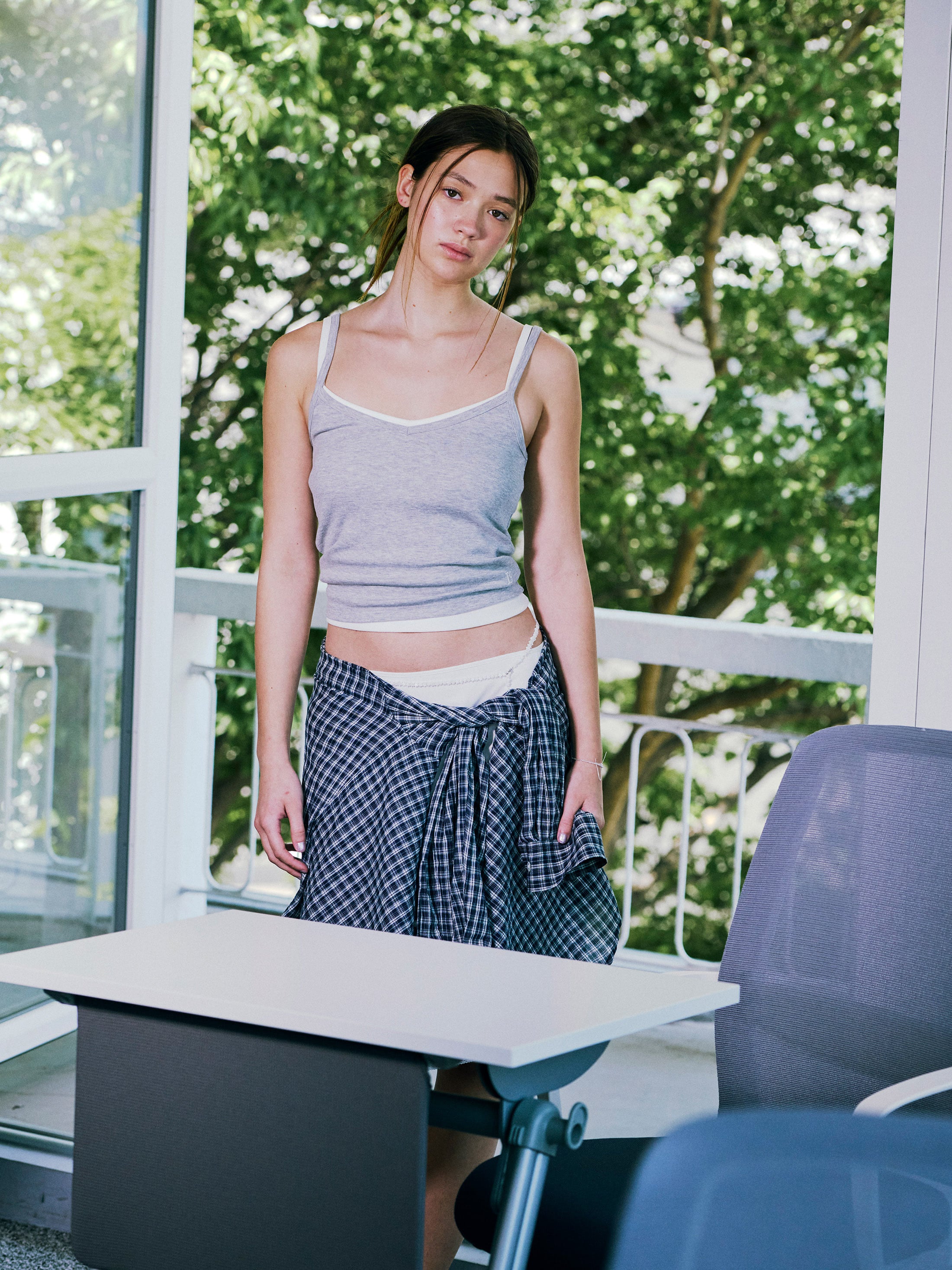 Low Classic Organic Silket Camisole Melange Grey