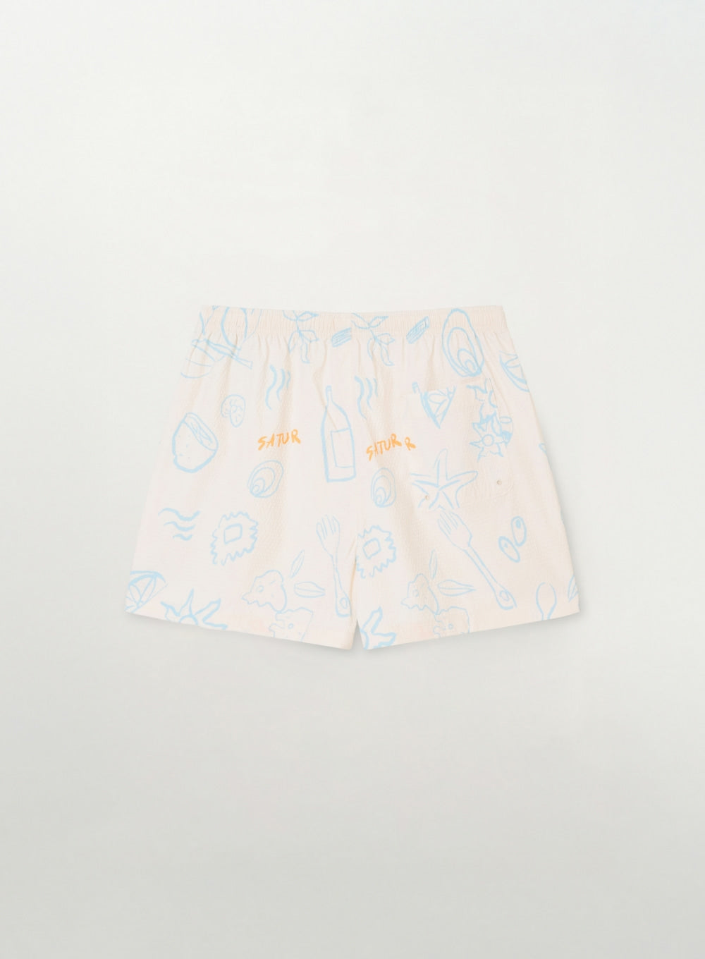 Satur (W) Hand Drawing Graphic Swim Shorts - Cream