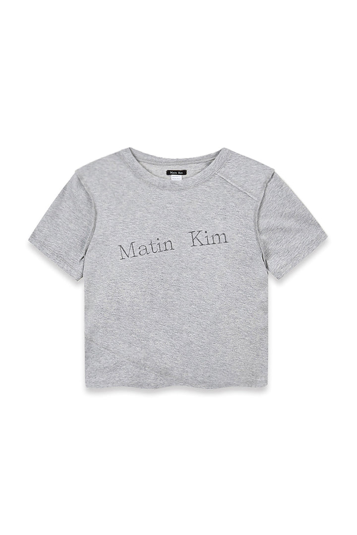 Matinkim Diagonal Logo Reversible Crop Top IN Grey
