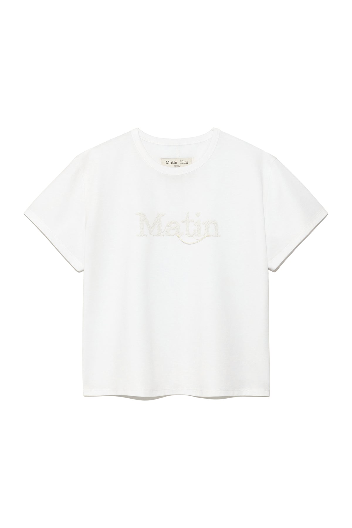 Matinkim Stitch Printing Detail Crop Top IN White