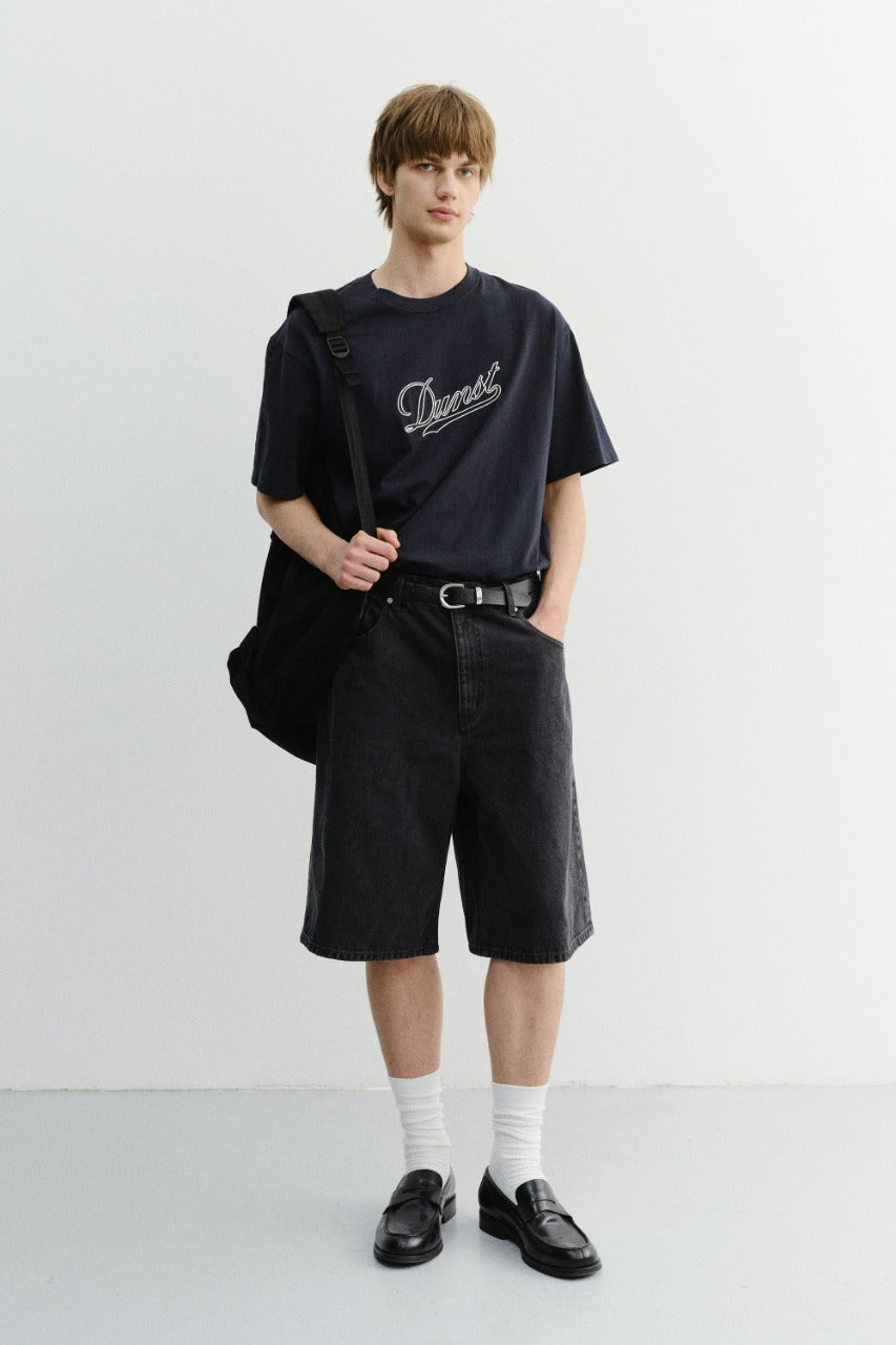 Dunst Classic Baggy Denim Shorts Black