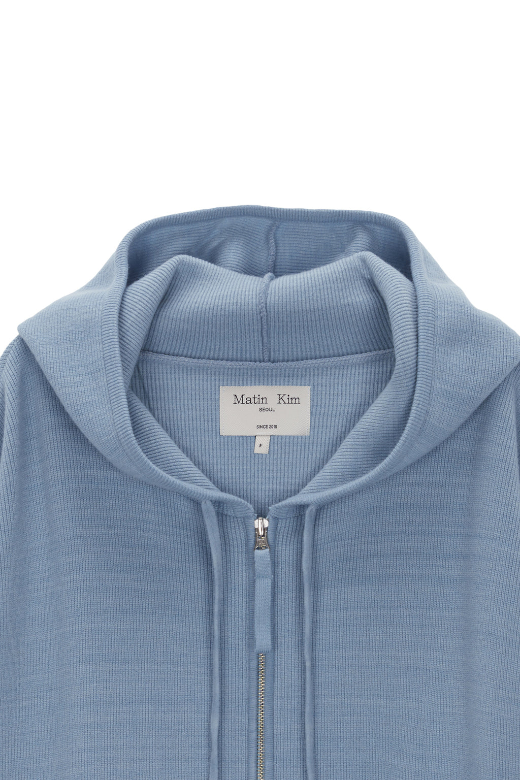 Matinkim Ribbed Knit Hoody Zip UP For Men IN Sky