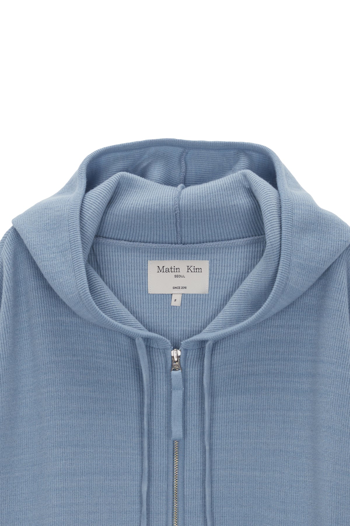Matinkim Ribbed Knit Hoody Zip UP For Men IN Sky