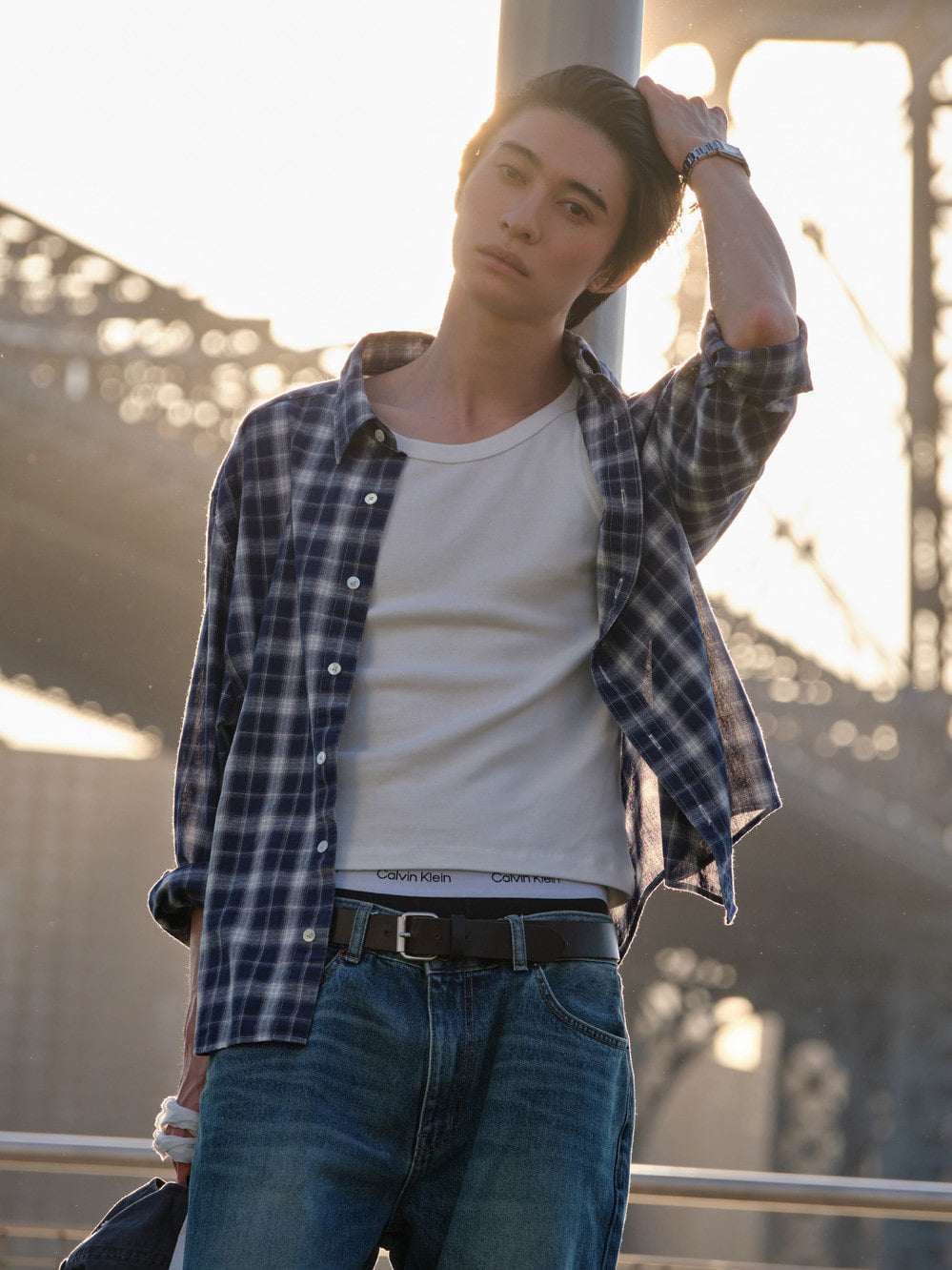 Low Classic Regular-Fit Lc Sheer Checked Shirt Navy