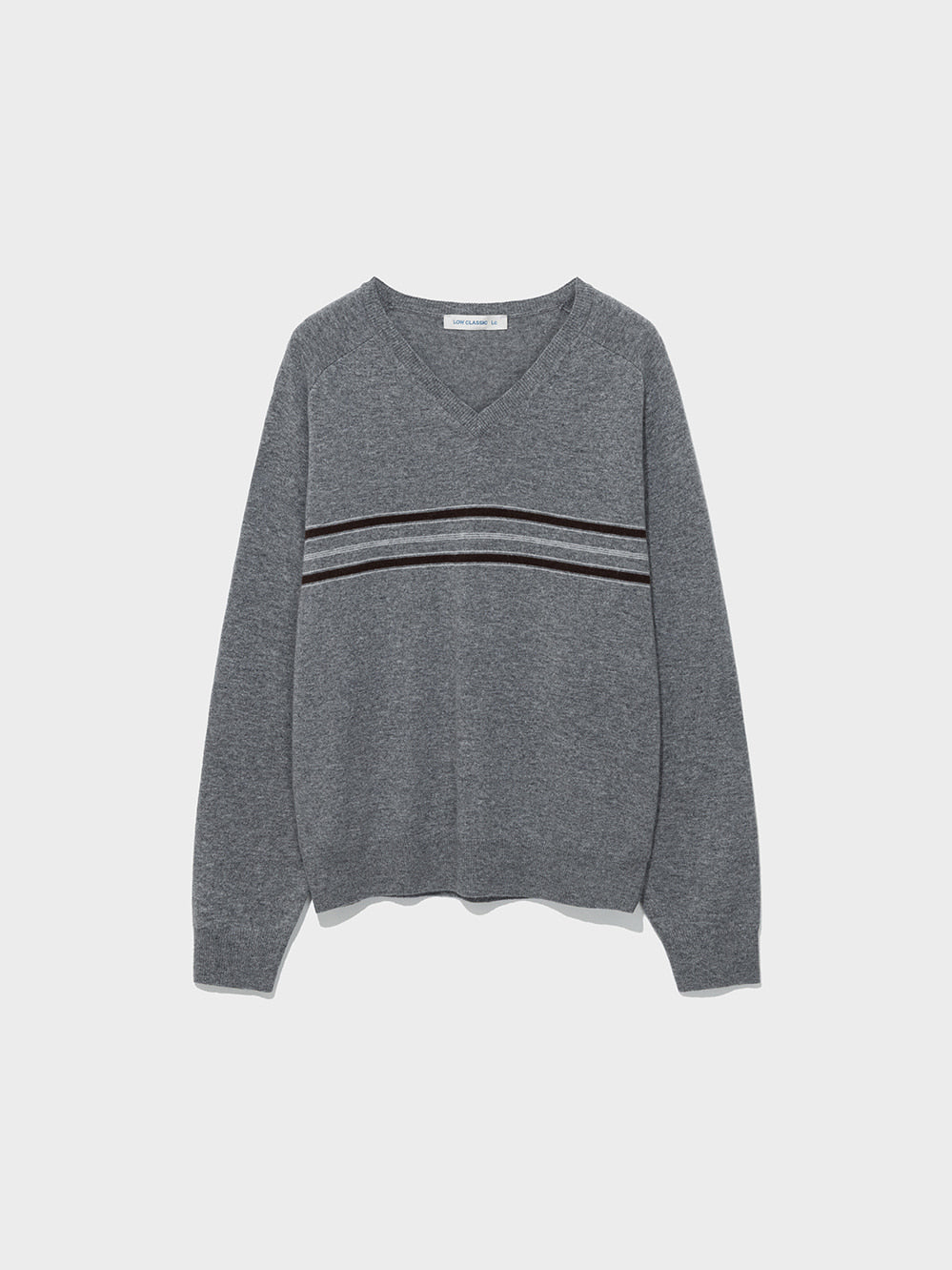 Low Classic Wool Blend Line Sweater Melange Grey