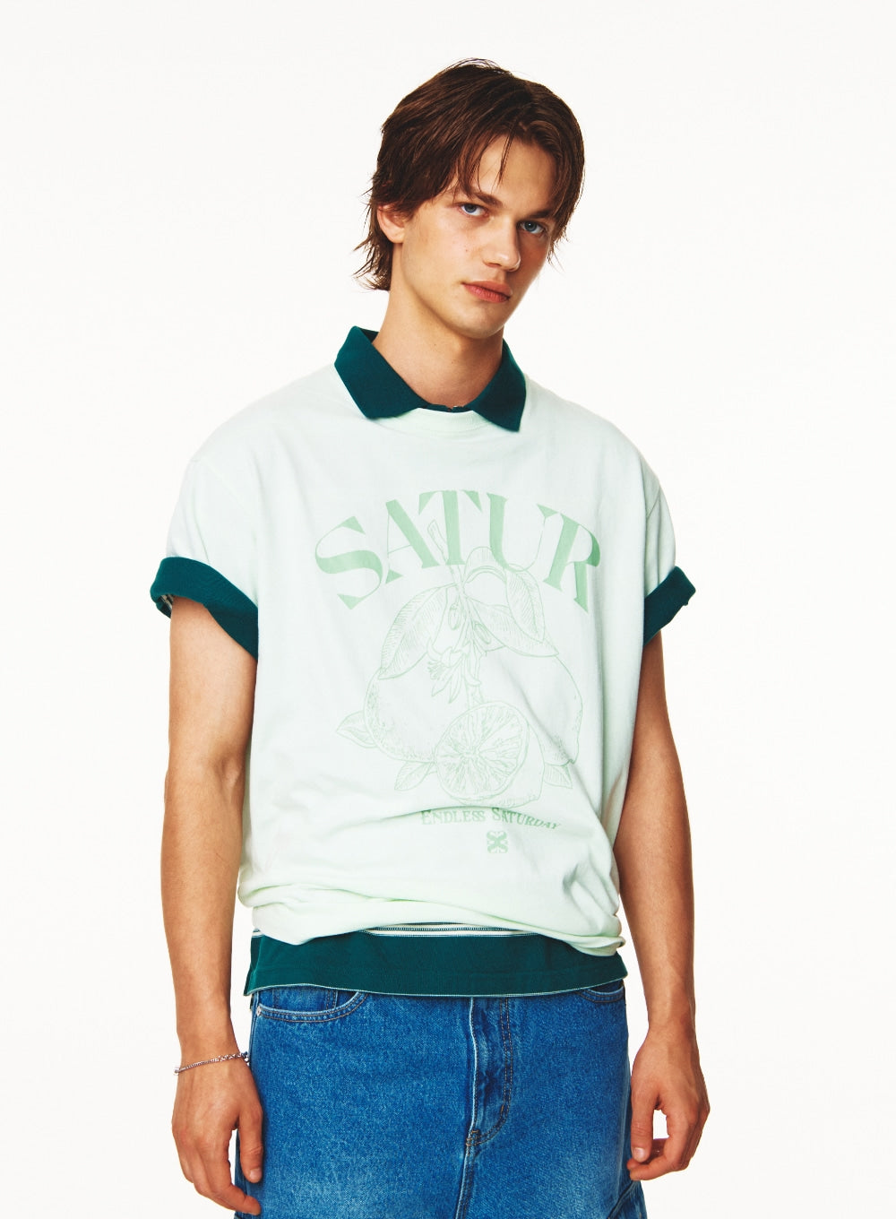 [satur] Cargo Bermuda Denim Shorts - Blue