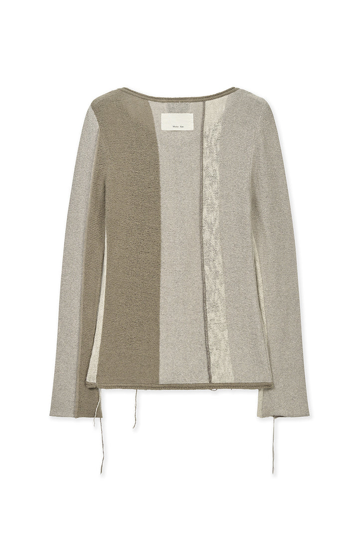 Matinkim Color Block Slim Knit Cardigan IN Beige
