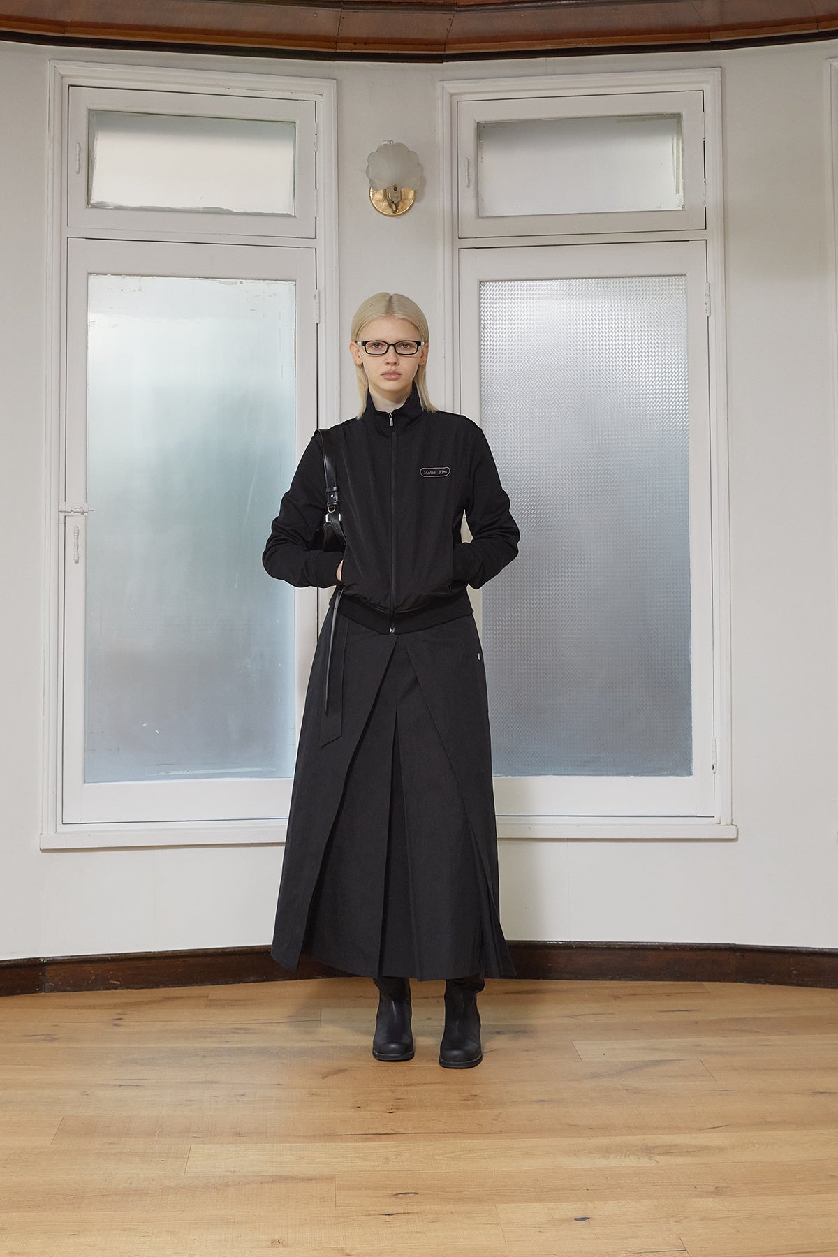 [matinkim] HIGH NECK WINDBREAKER ZIP UP FOR WOMEN IN BLACK