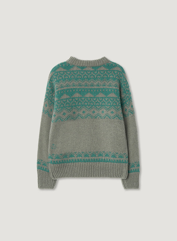 Mango Maniplease Hatty Nordic Knit Moca Mint