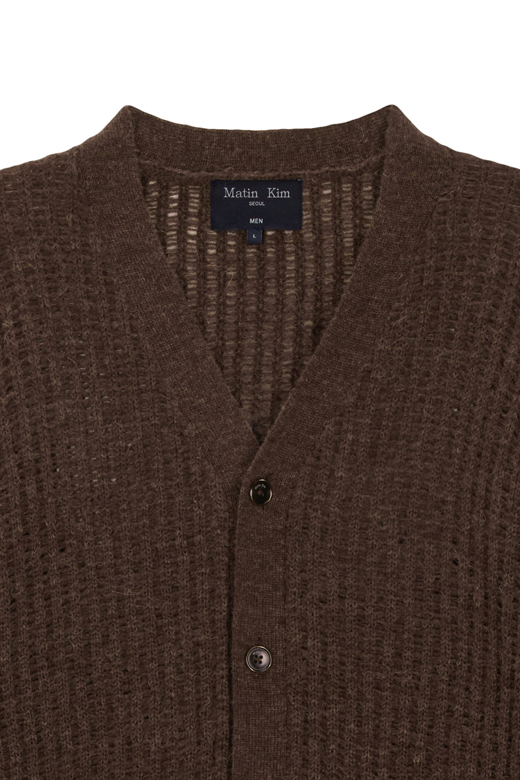 [matinkim] HAIRY CROCHET CARDIGAN FOR MEN IN BROWN