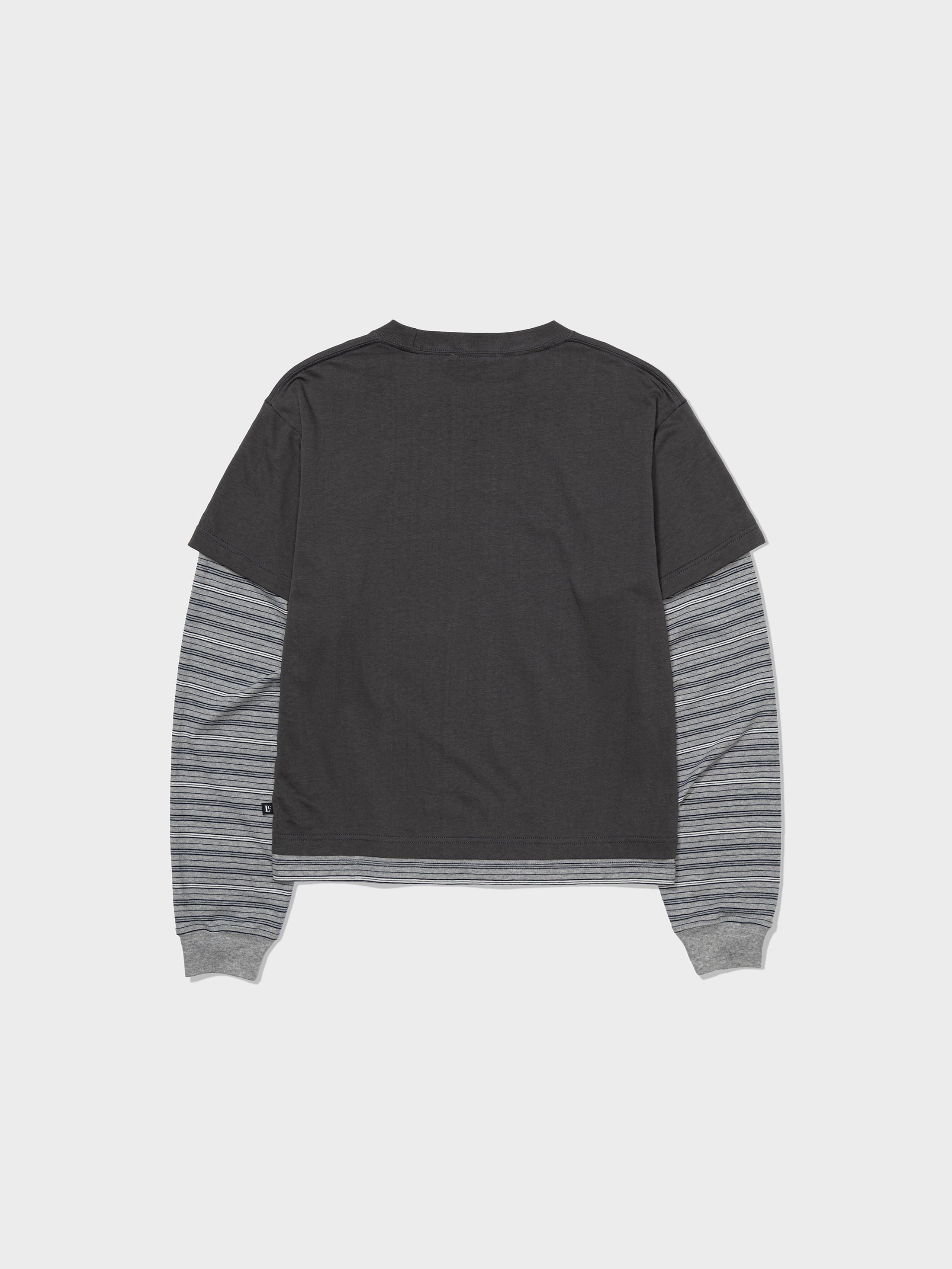 Low Classic Striped Layered Long Sleeve T-Shirt Charcoal
