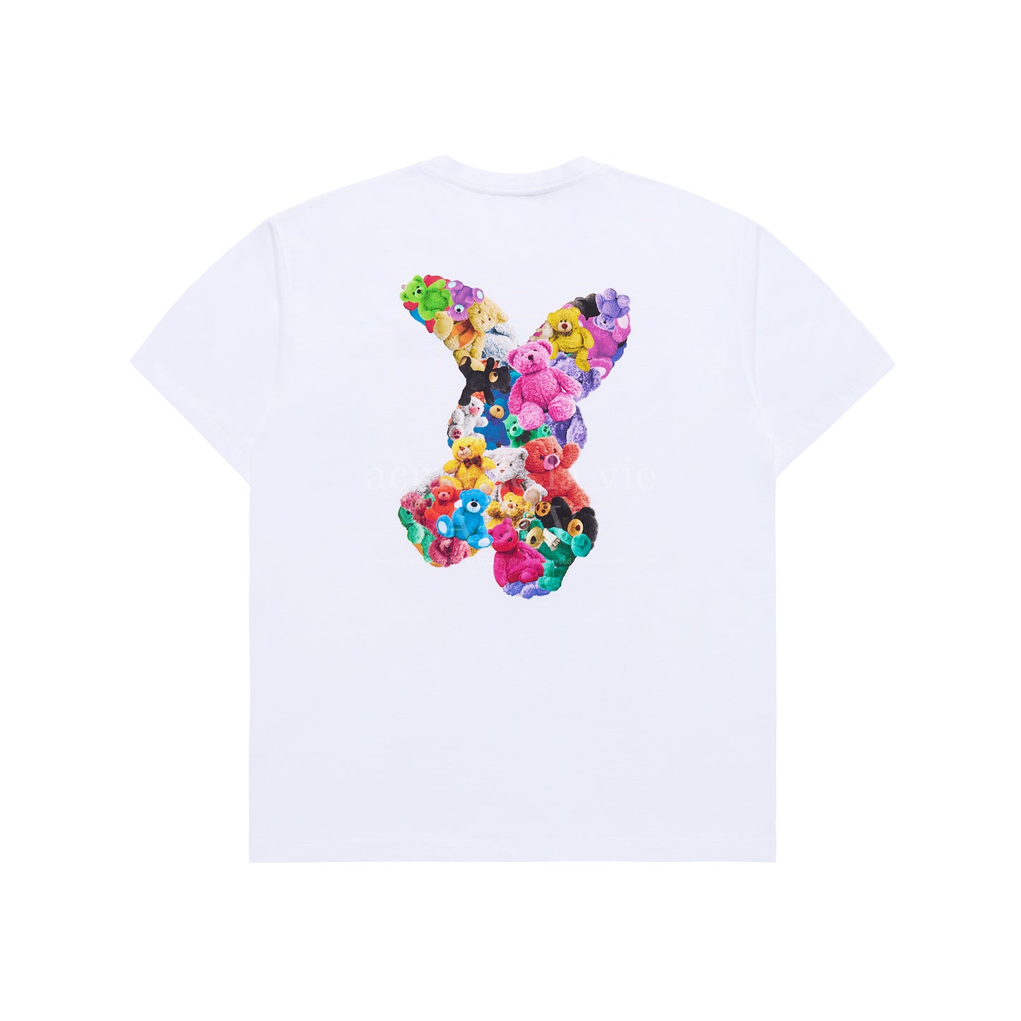 BEAR DOLL FUZZY RABBIT SHORT SLEEVE T-SHIRT WHITE