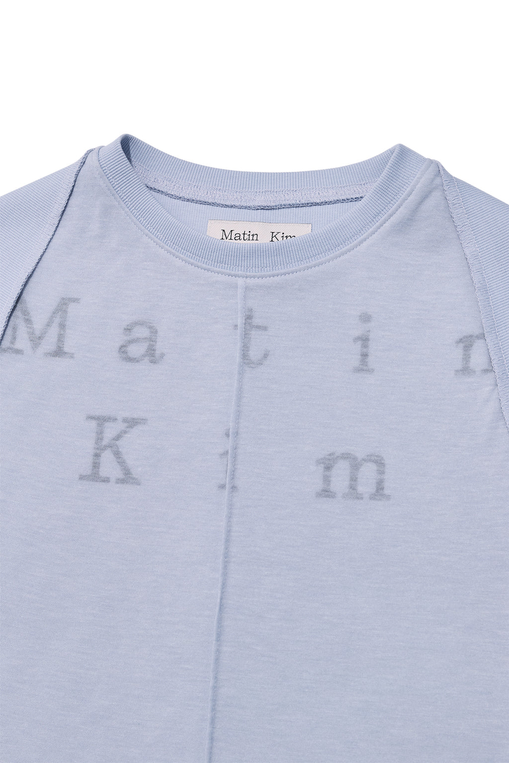 [matinkim] PINTUCK LAYERED SLIM CROP TOP IN LIGHT BLUE