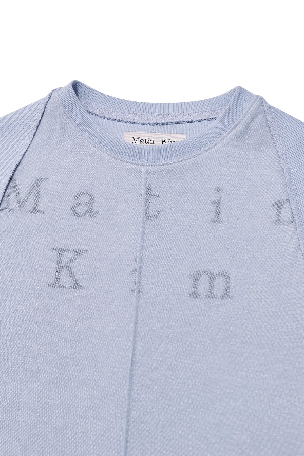 [matinkim] PINTUCK LAYERED SLIM CROP TOP IN LIGHT BLUE