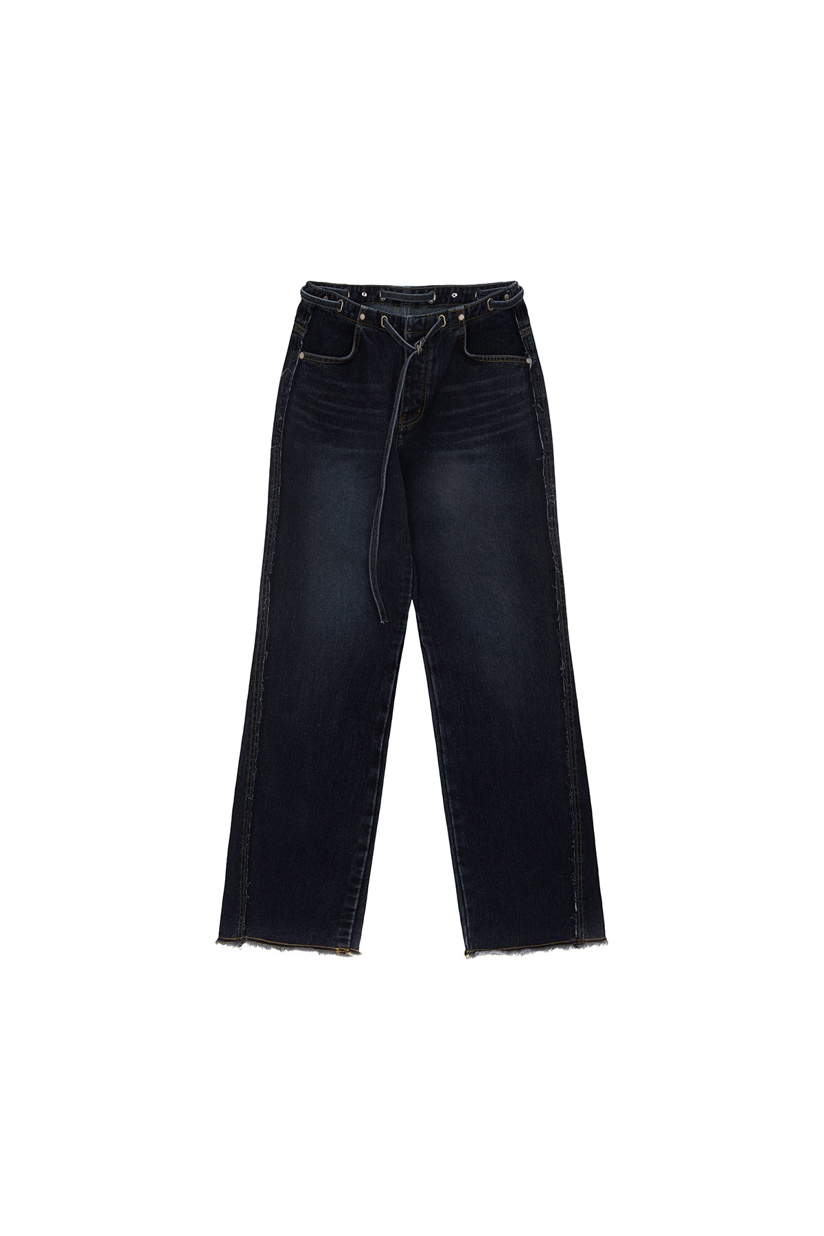 Matinkim Waist String Belted Denim Pants IN Navy