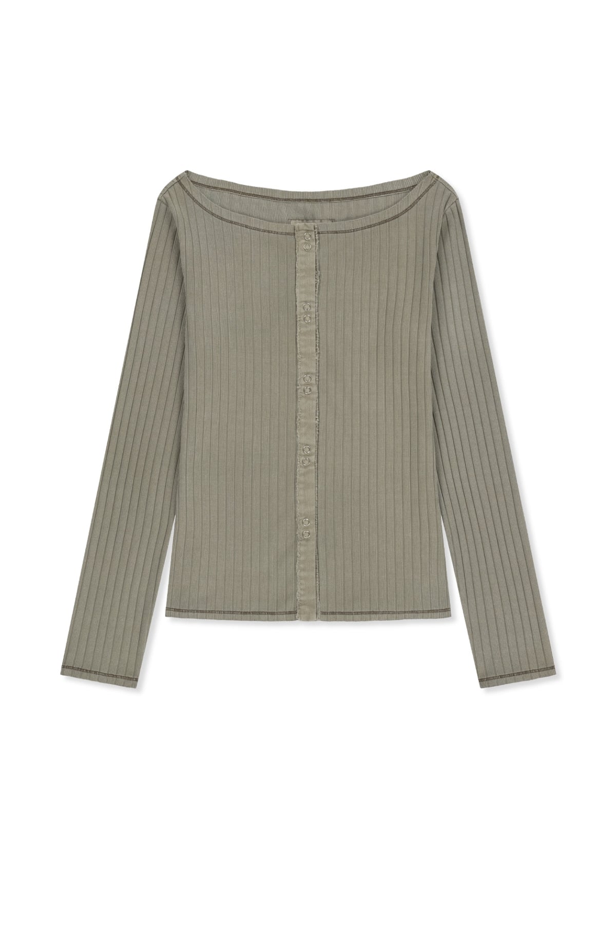 Matinkim Vintage Washed Ribbed Snap Top IN Light Khaki