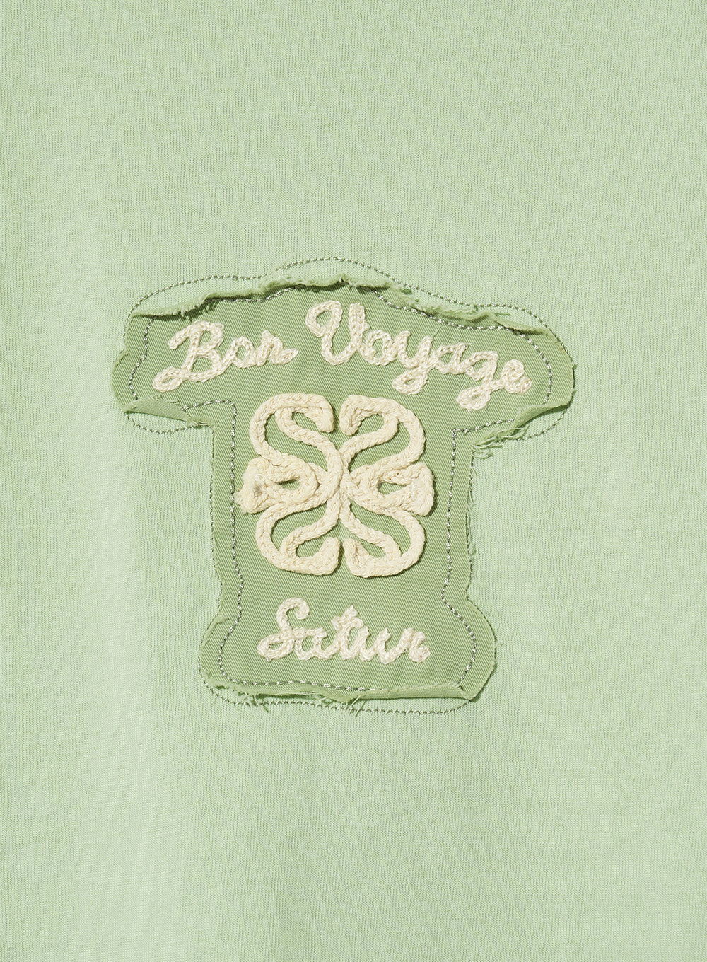 [satur] (W) Bon Voyage Raw-Cut Applique T-Shirt - Celadon Mint