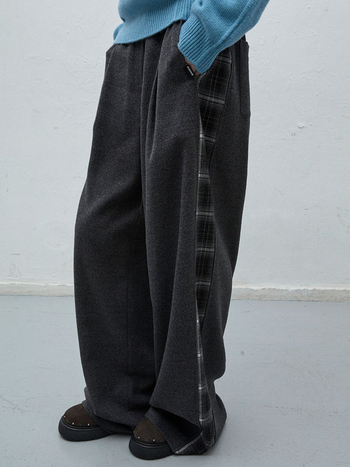 Raive Side Check Wide Pants in Charcoal