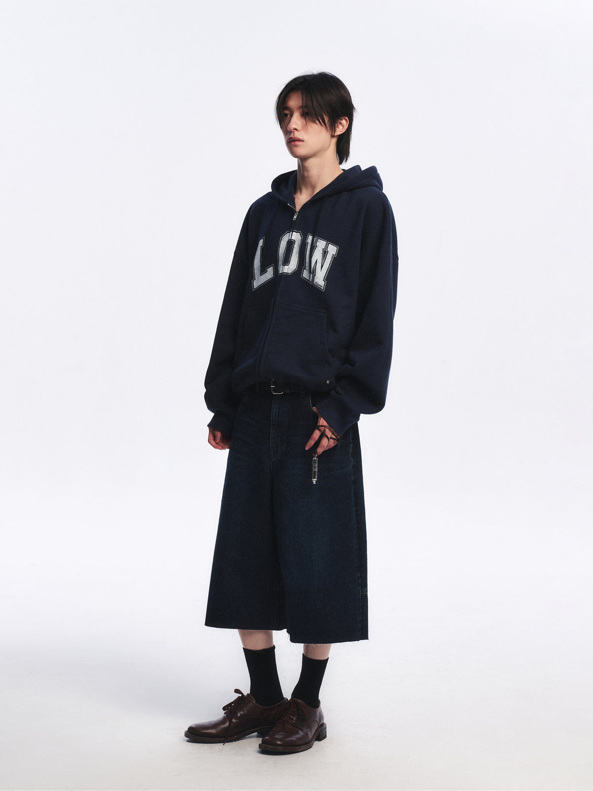 Low Classic Low Soft Sweat Zip-Up Hoodie Navy