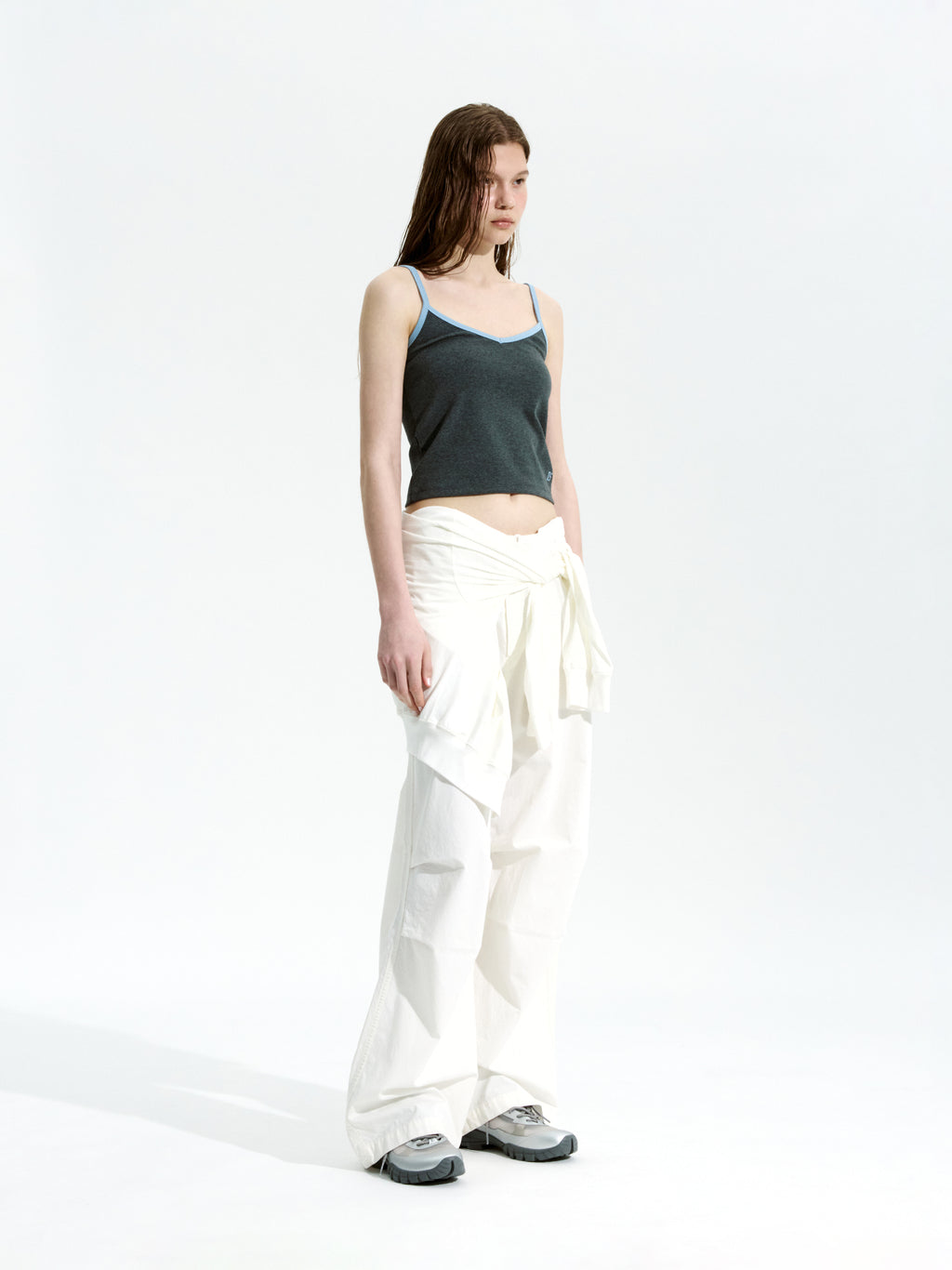 [Low Classic] Organic Silket Camisole_Charcoal