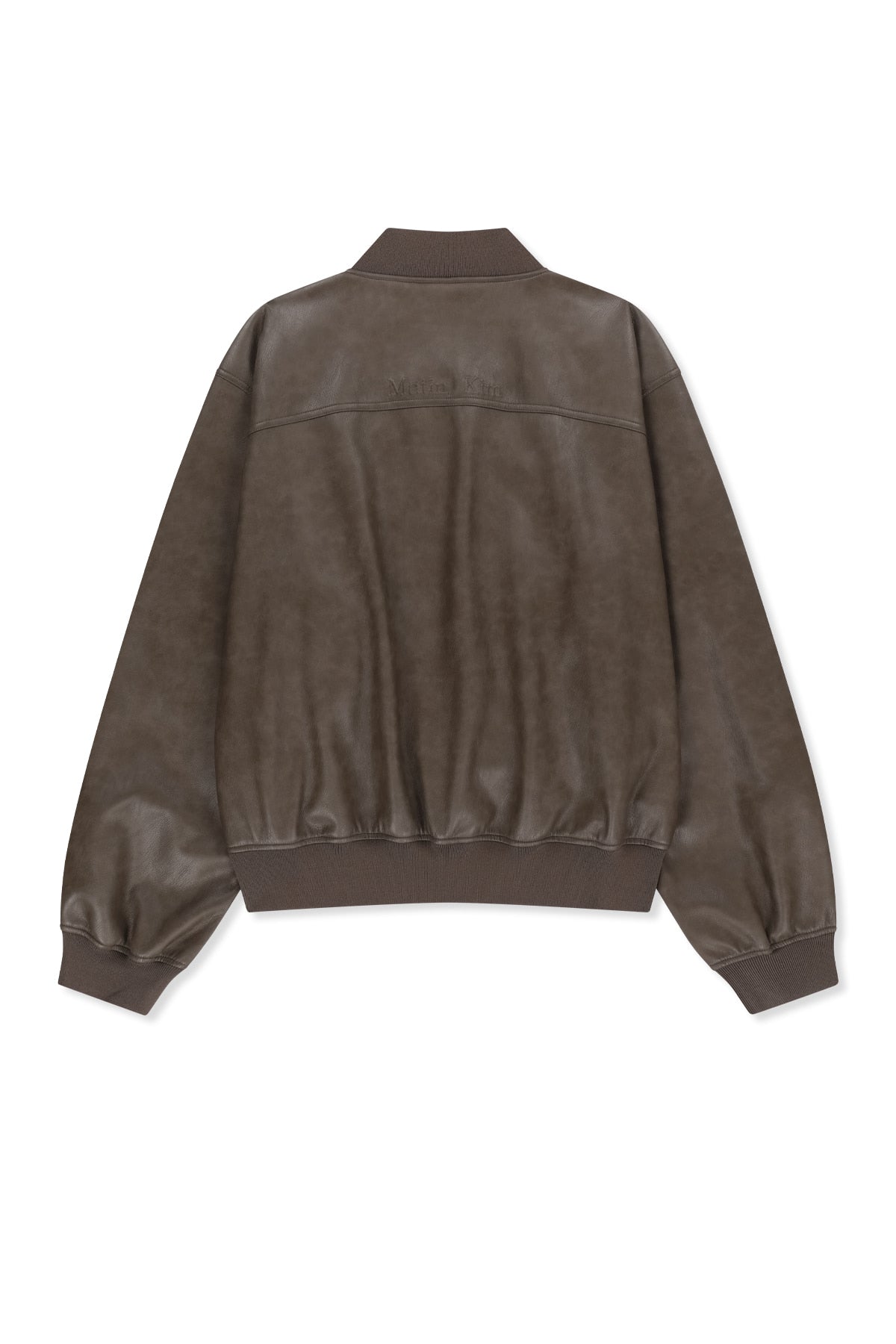 Matinkim Faux Leather Rib Collar Blouson For Men IN Brown