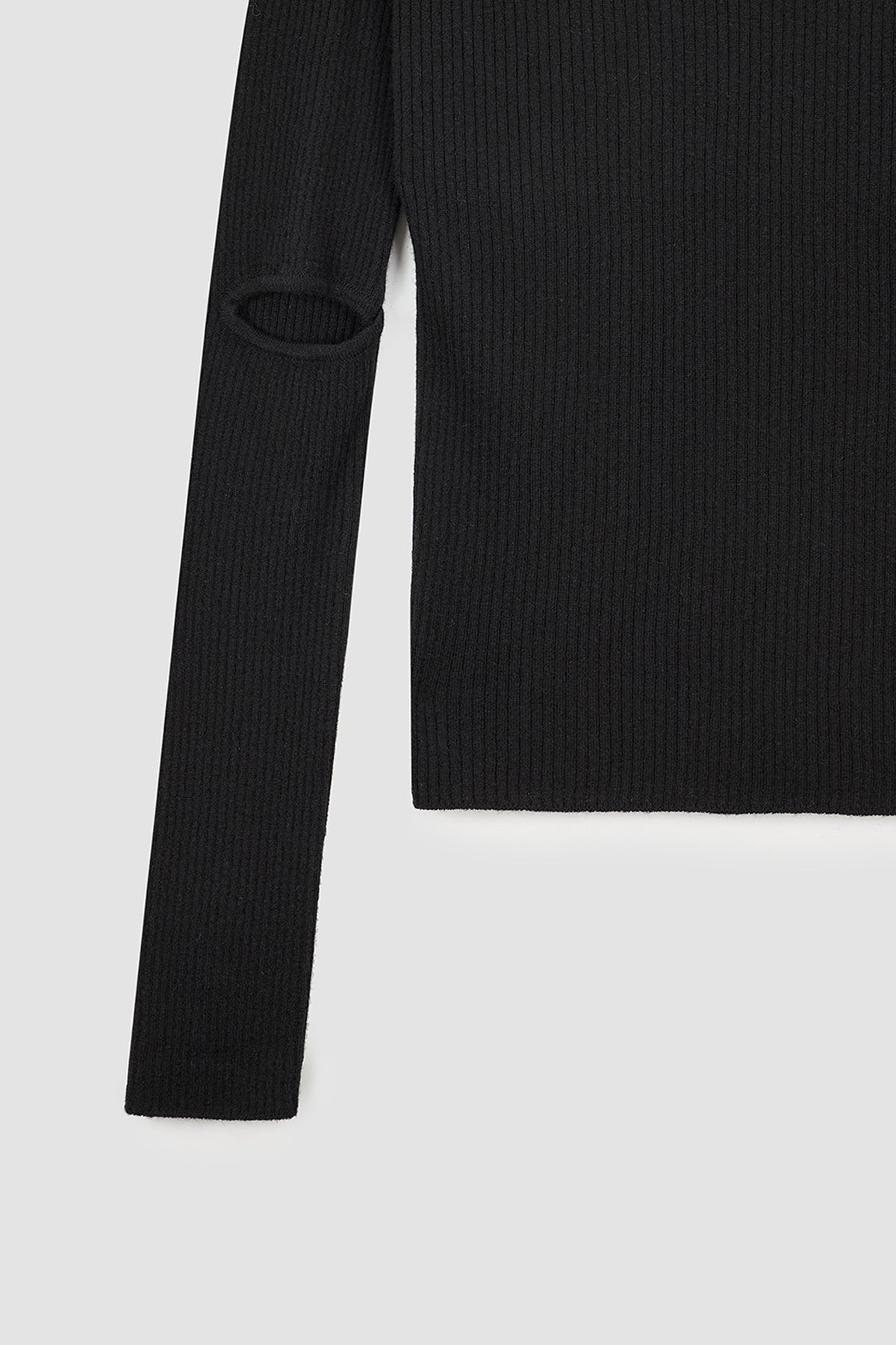 Matinkim Slit Point Slim Knit Top IN Black