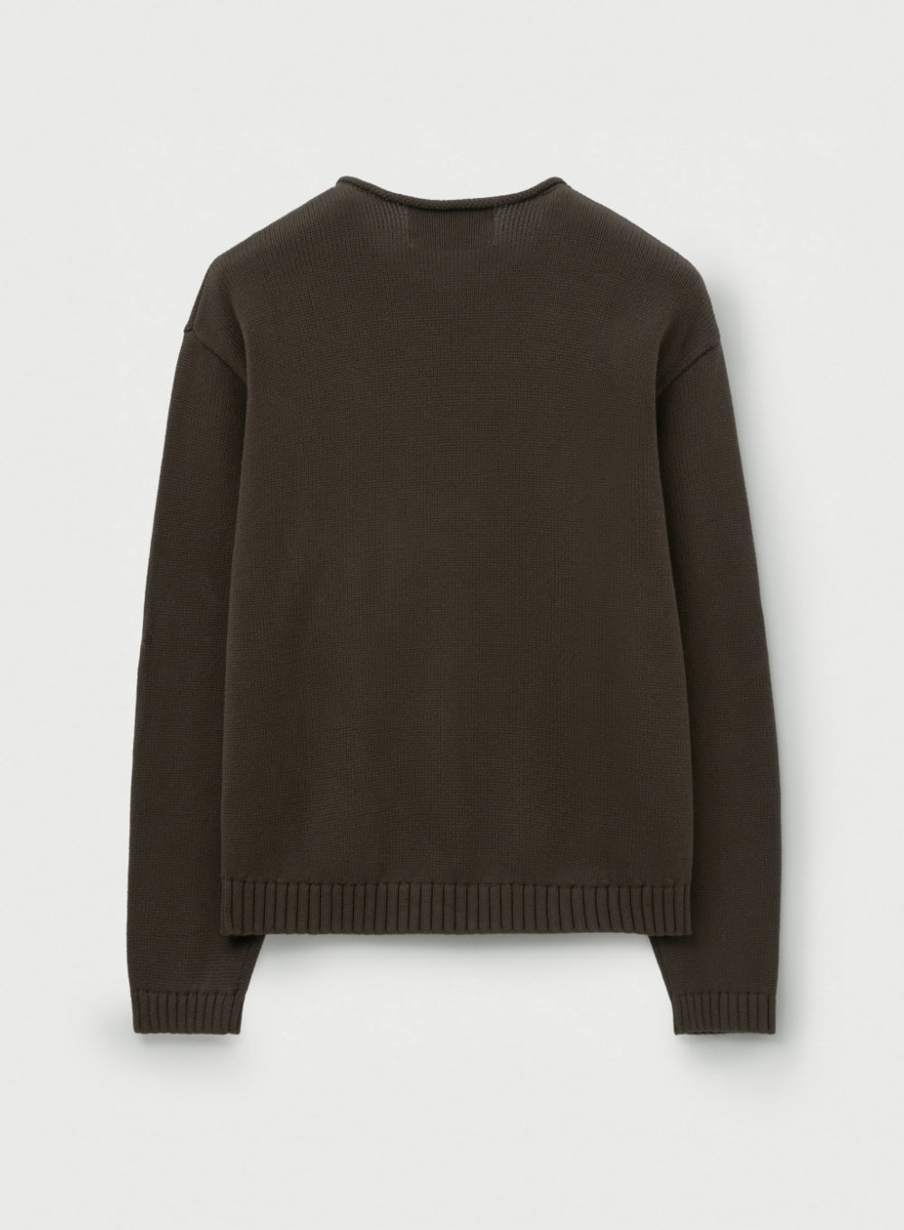 [satur] Rope Logo Embroidered V-Neck Knit - Brown