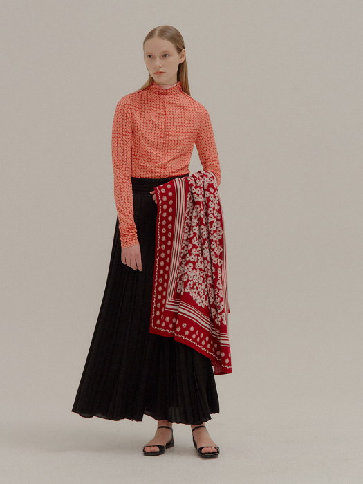 Eenk Pattern Printed Mockneck T-shirt Red