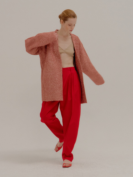 Eenk Pobe Oversized Metalic Ribbed-knit Cardigan Bronze
