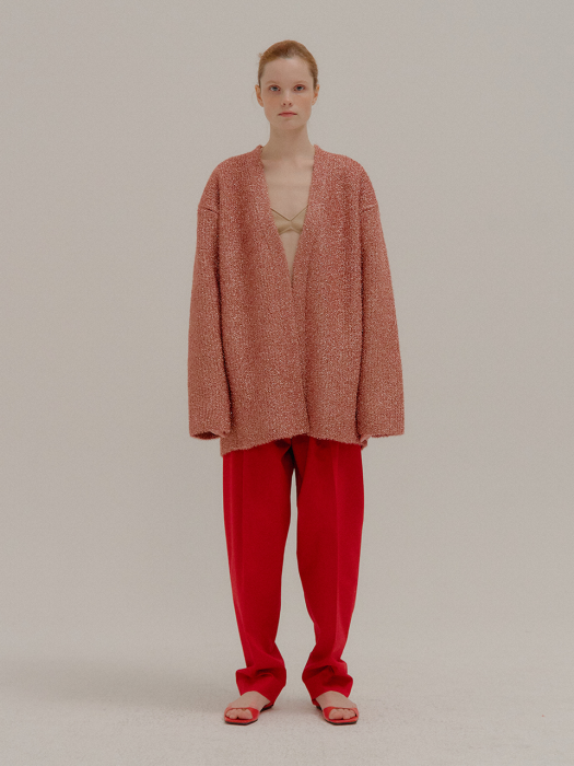 Eenk Pobe Oversized Metalic Ribbed-knit Cardigan Bronze