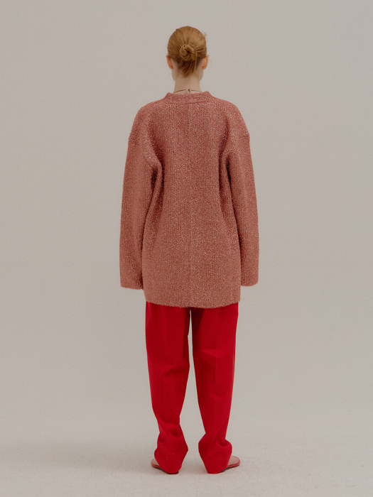 Eenk Pobe Oversized Metalic Ribbed-knit Cardigan Bronze