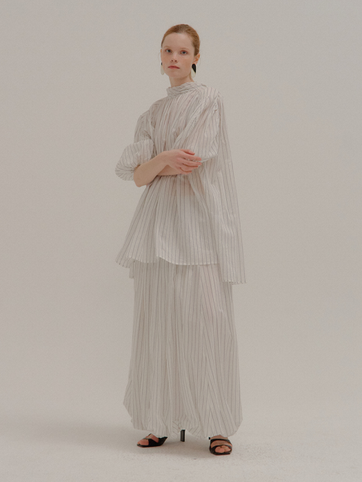 Eenk Pina Shirred Skirt White