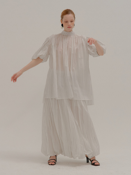 Eenk Pina Shirred Skirt White