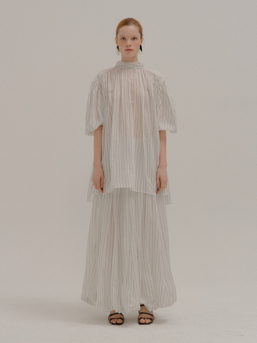 Eenk Pina Shirred Skirt White