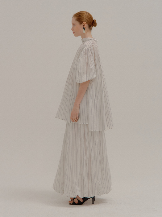 Eenk Pina Shirred Skirt White