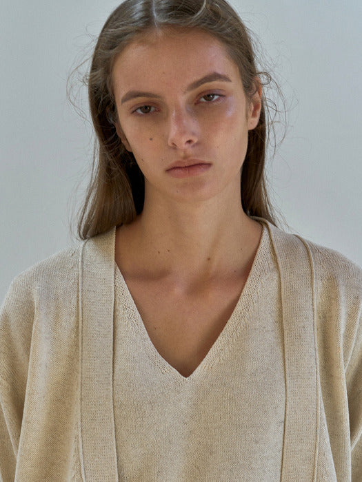 Nothing Written One button paper cardigan (Oatmeal)