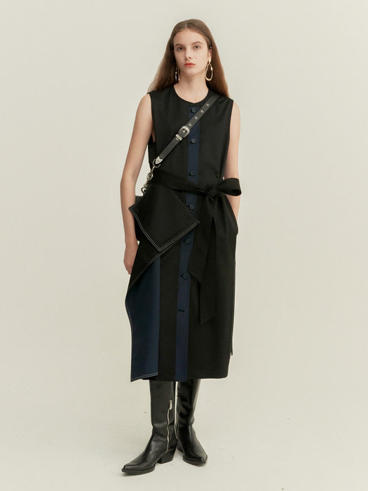 [andersson bell] GIANNA SLEEVELESS WRAP MIDI DRESS atb353w(BLACK)