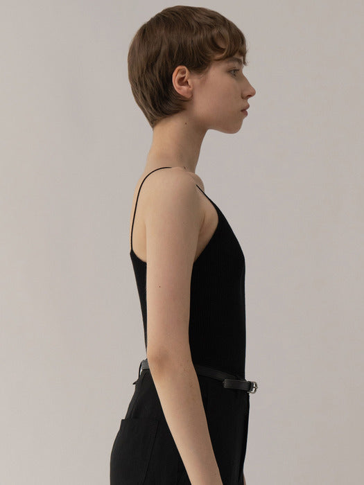Esme rib-knitted cami (Black)