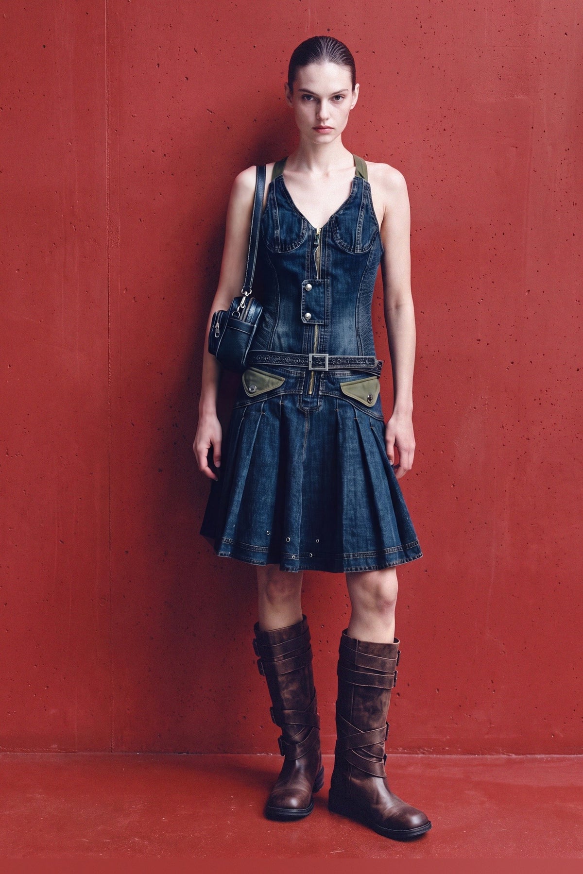 Andersson Bell Military MA-1 Harness Denim Dress