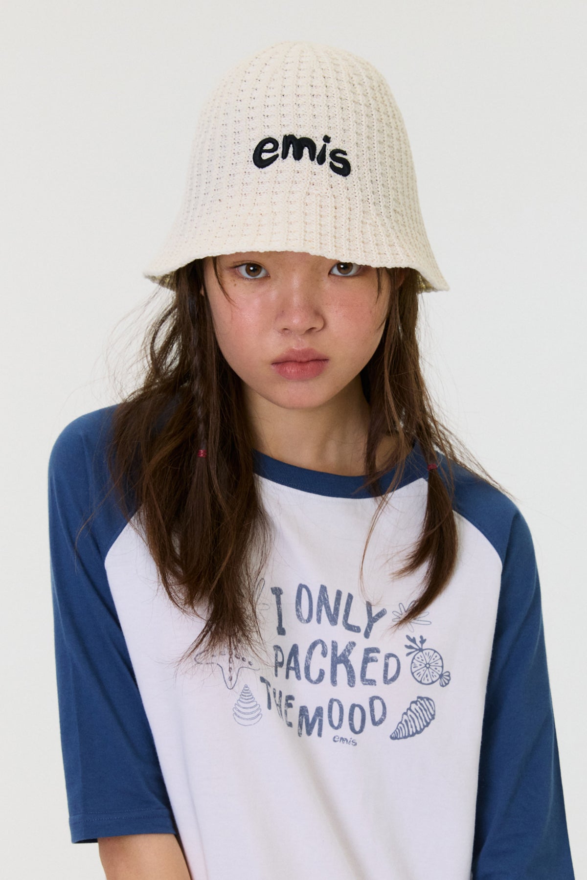 Emis Coastal Waffle Knit Bucket Hat-White