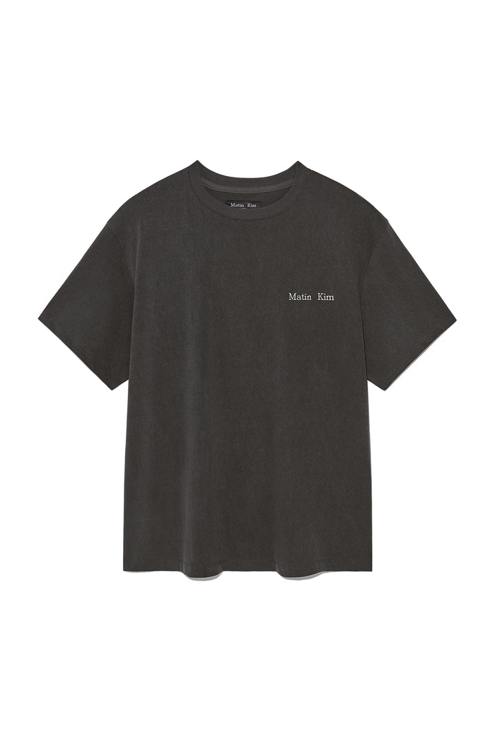 Matinkim Vintage Washed Logo Top For Men IN Charcoal