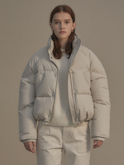 Cropped string puffer jacket (White fog)
