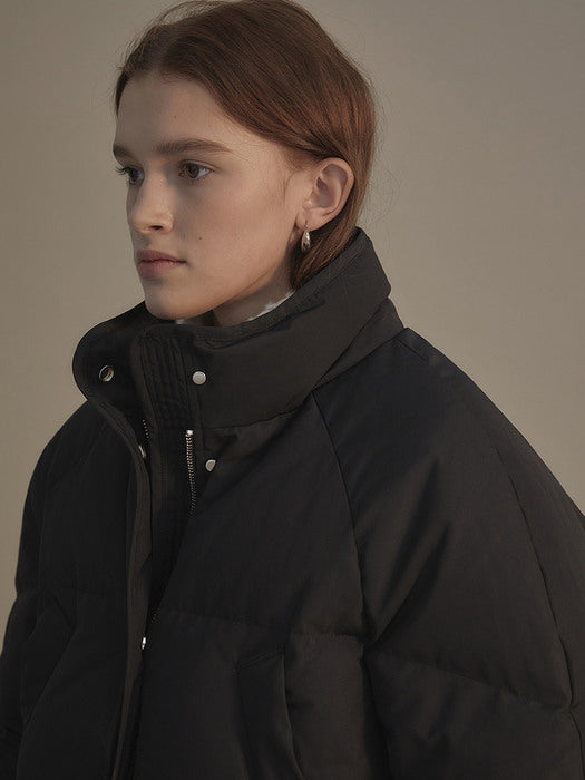 [nothing written] Cropped string puffer jacket (Black)