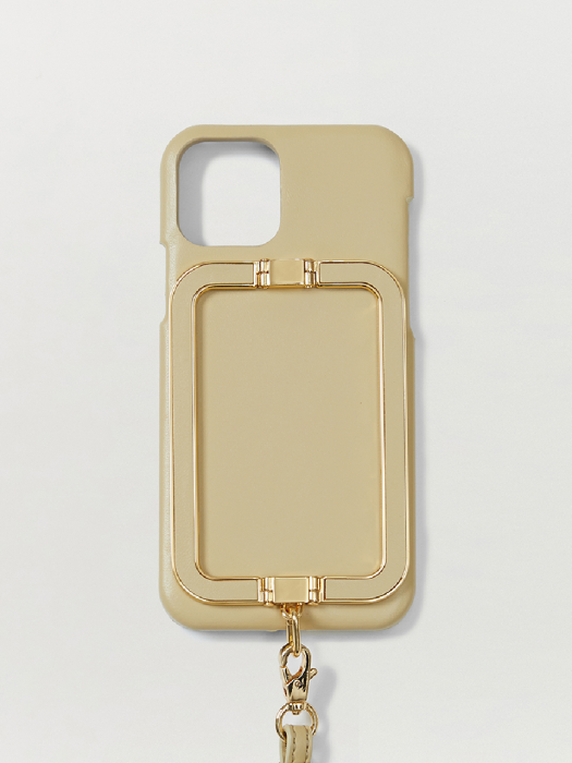 [EENK] Iphone XS/11/11Pro/11Pro Max Case with Leather Strap Liney Beige