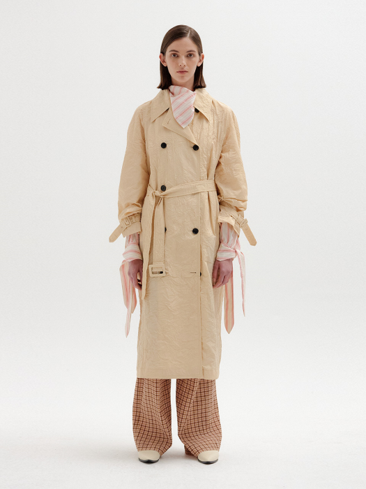 Eenk Seida Crinkled Trench Coat - Beige