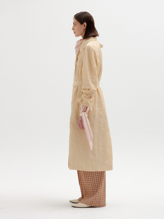 [EENK] Seida Crinkled Trench Coat - Beige