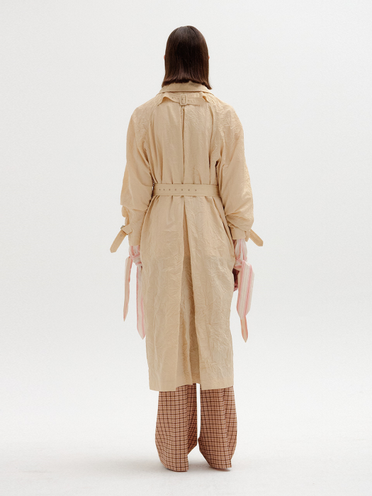 [EENK] Seida Crinkled Trench Coat - Beige