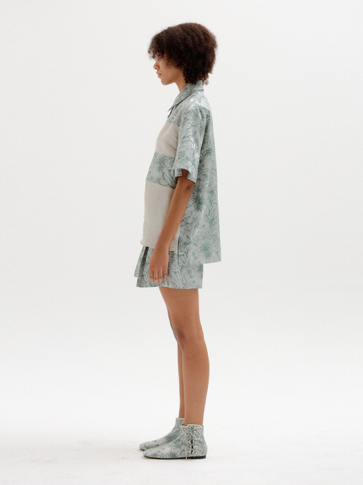 Eenk Starry Patterned Short Sleeve Shirt - Khaki/Ivory