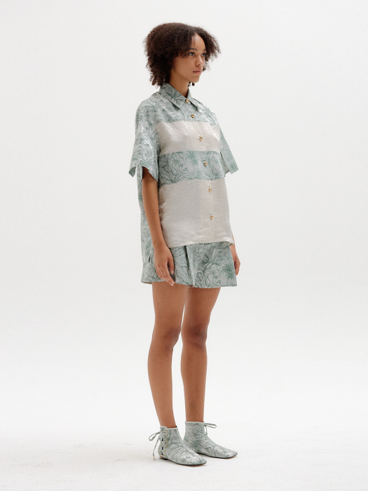 Eenk Starry Patterned Short Sleeve Shirt - Khaki/Ivory